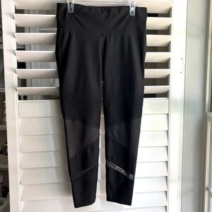 Xersion black moto sexy leggings sheer band w slit pocket large